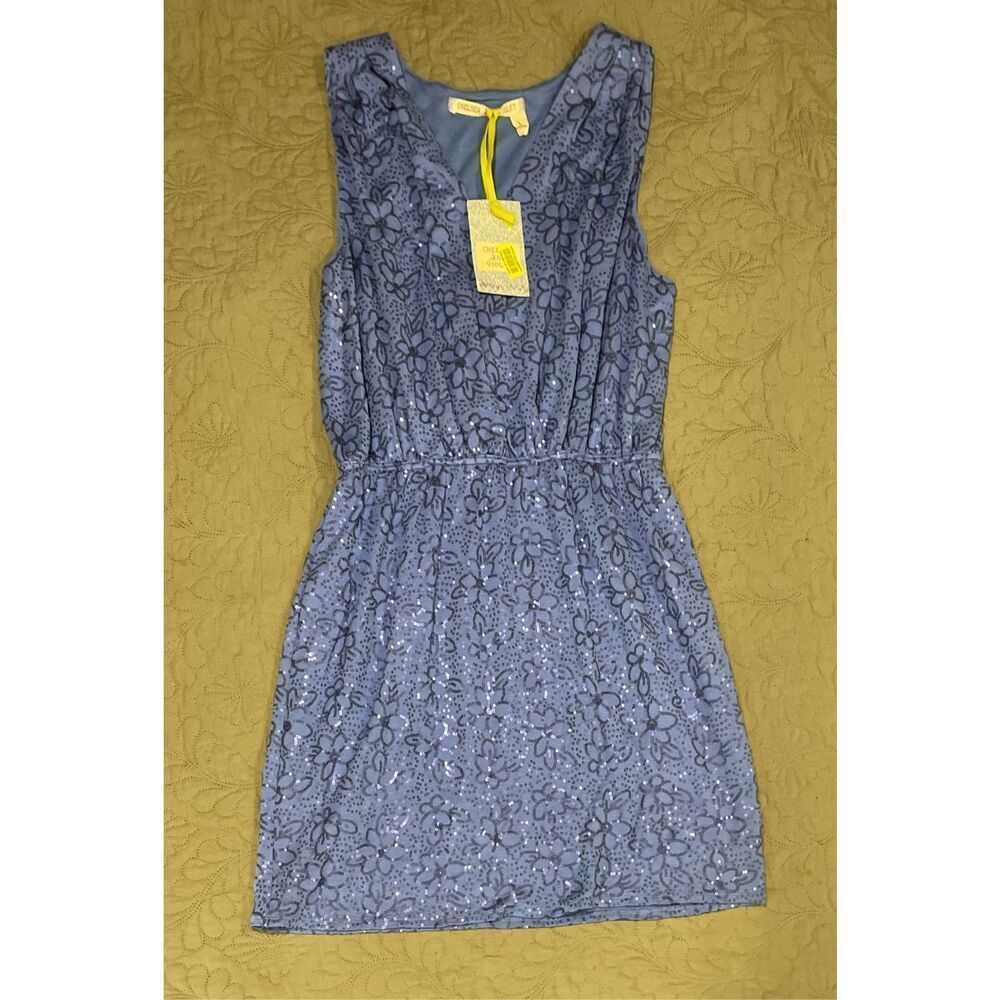 Chelsea & Violet Blue Sparkly Sequin Sleeveless Dress Large New